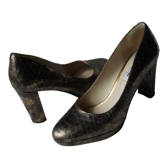 Clarks Narrative Women's SIZE 7.5 Kendra Sienna Bronze Leather Heels Pumps - Picture 7 of 10